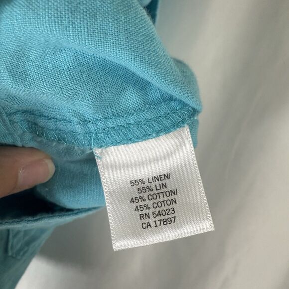 Banana Republic Linen Blend Shorts Women's 4 Blue Button Zip Drawstring Pockets - Picture 6 of 9